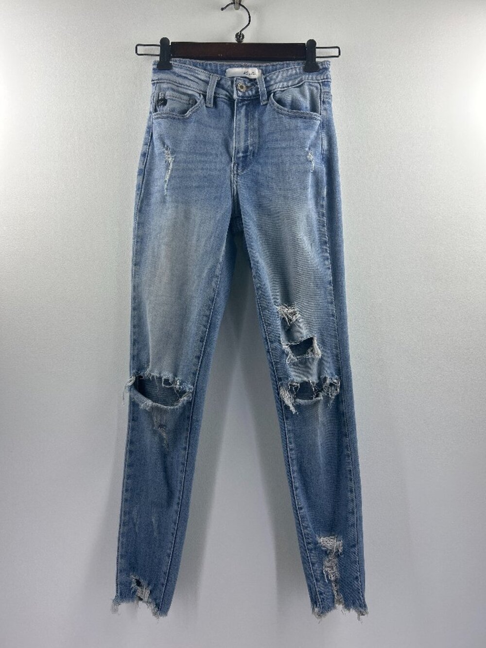 KanCan Distressed Light Wash Skinny Jeans Raw Hem Size 3/25